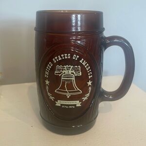 Vintage bald eagle /liberty bell brown drinking mug bicentennial 1976